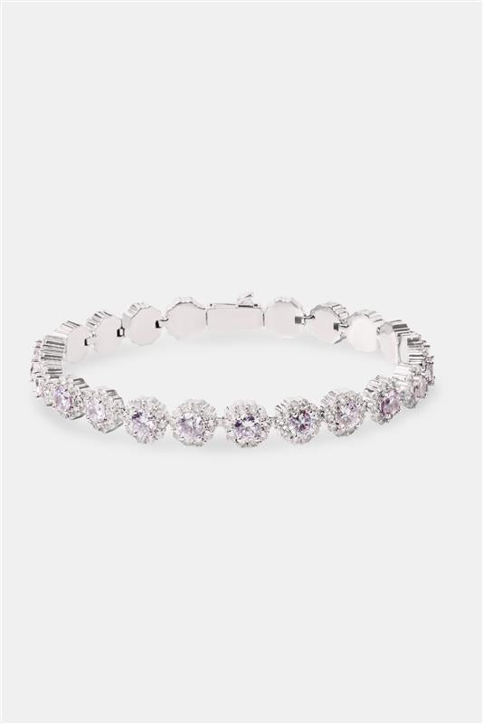 Iced Purple Rundes Tennisarmband - Weiß